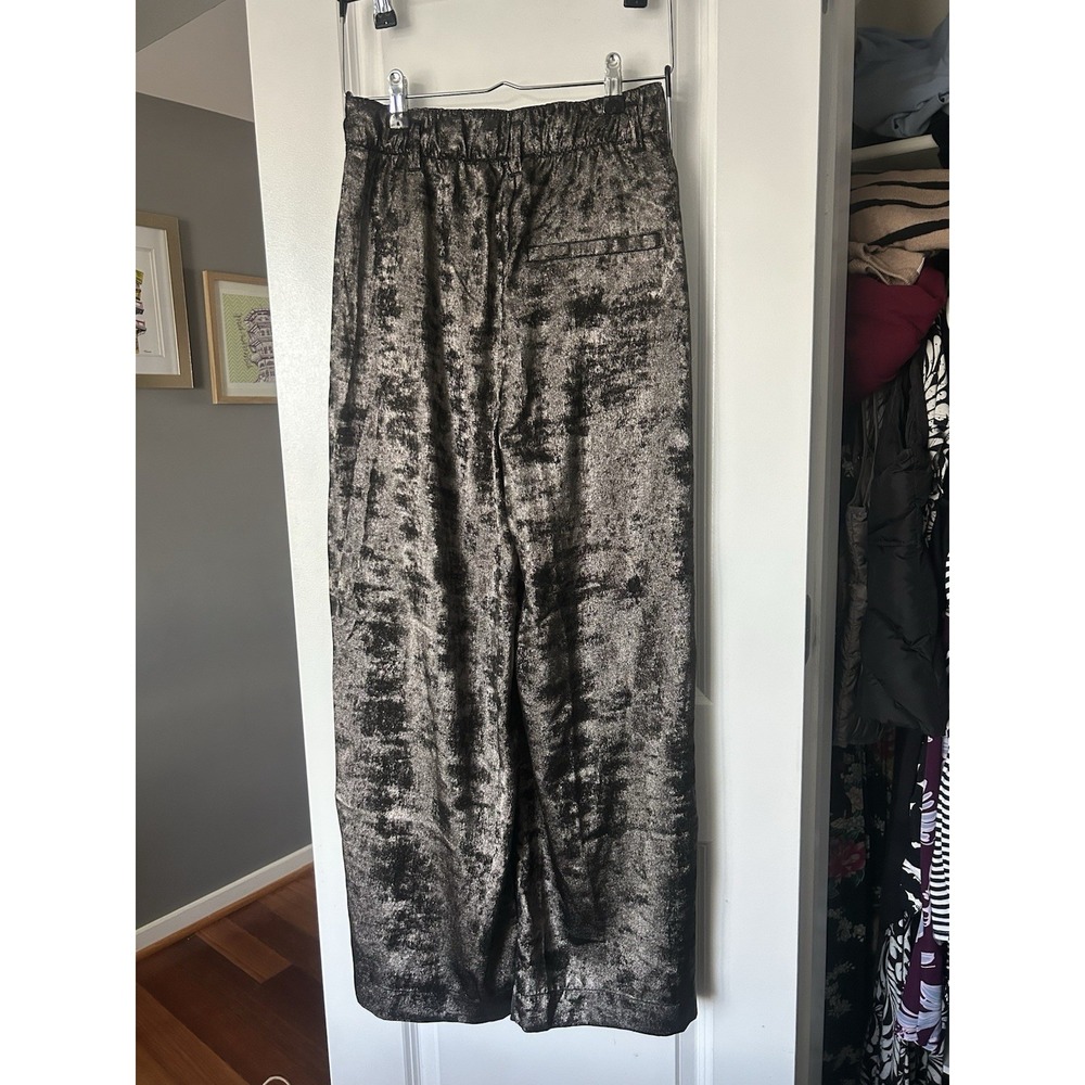 Free People Hi-Fi Metallic Wide Leg Pull On Pants Size Extra Small (XS) Gunmetal
